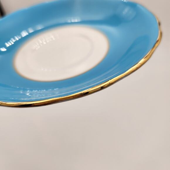 1960s Colclough Ballet Harlequin Blue Bone China Teacup Saucer Set Ridgway - Picture 5 of 16